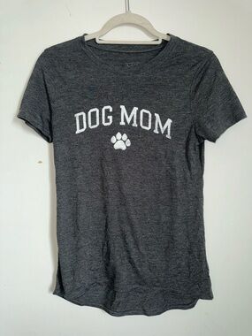 Modern Lux Dog Mom Short Sleeve Tee - Charcoal with White Print